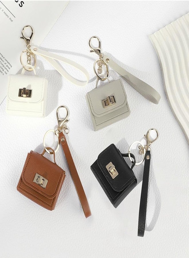 CALFOVERA Mini PU Leather Handbag Keychain Miniature Change Pouch Coin Purse Pendants with Key Ring Headset Bag Small Headphone Bag Keychain Charm Accessories for Women Purse Handbag Decor (Black) - Image 4